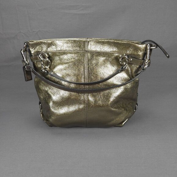Coach Brooke Hobo‎ Bag Metallic Gold Leather F17165 Slouchy Shoulder Purse Y2K - Picture 1 of 16